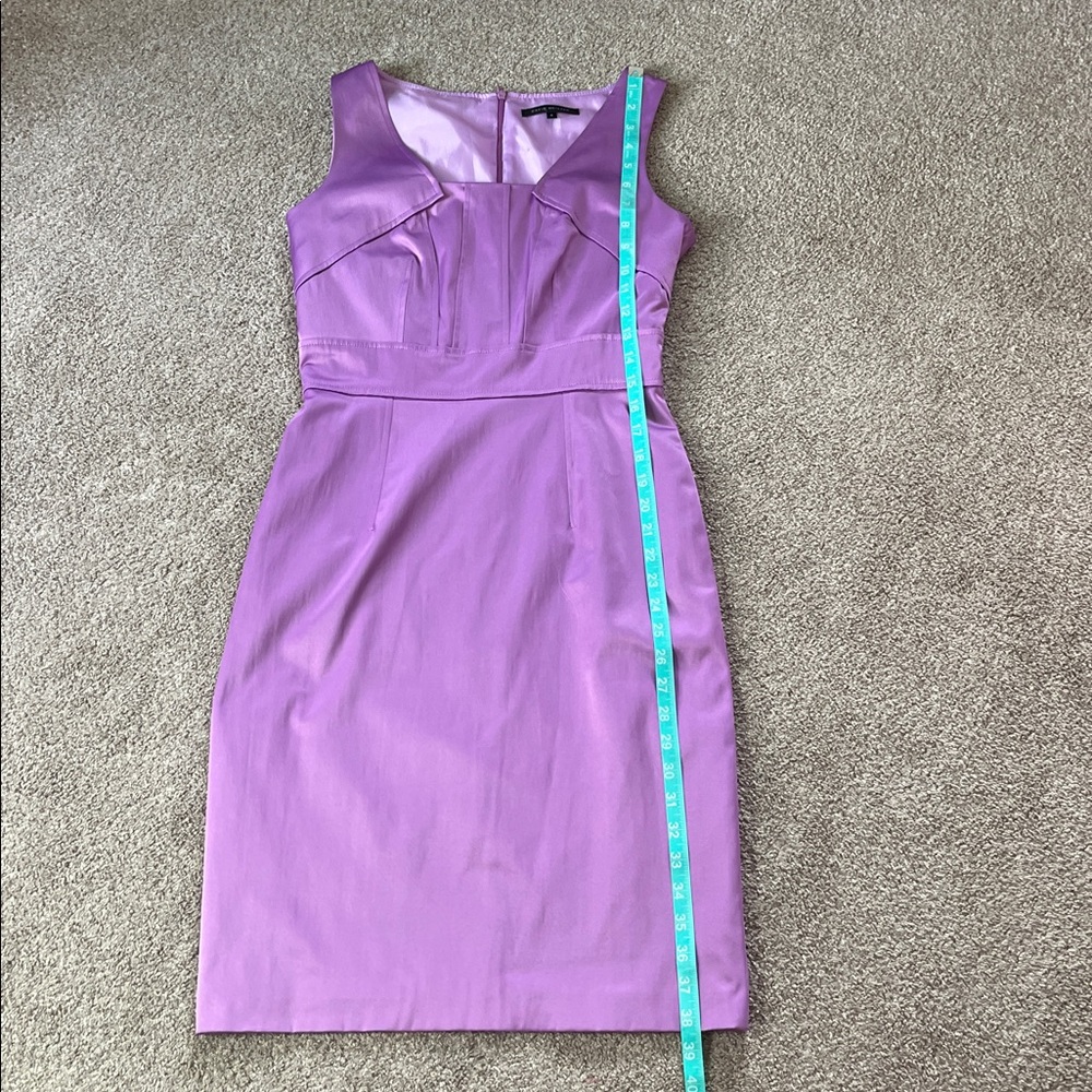 David Meister Glossy Lavender Lilac Purple Cotton Blend stretch satin Sheath sz4 - Picture 6 of 10